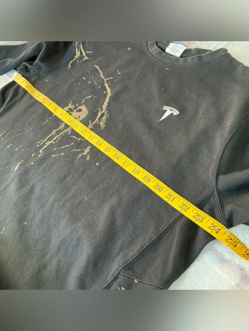 Tesla Mens Crewneck Sweater Black Distressed Size Extra Large